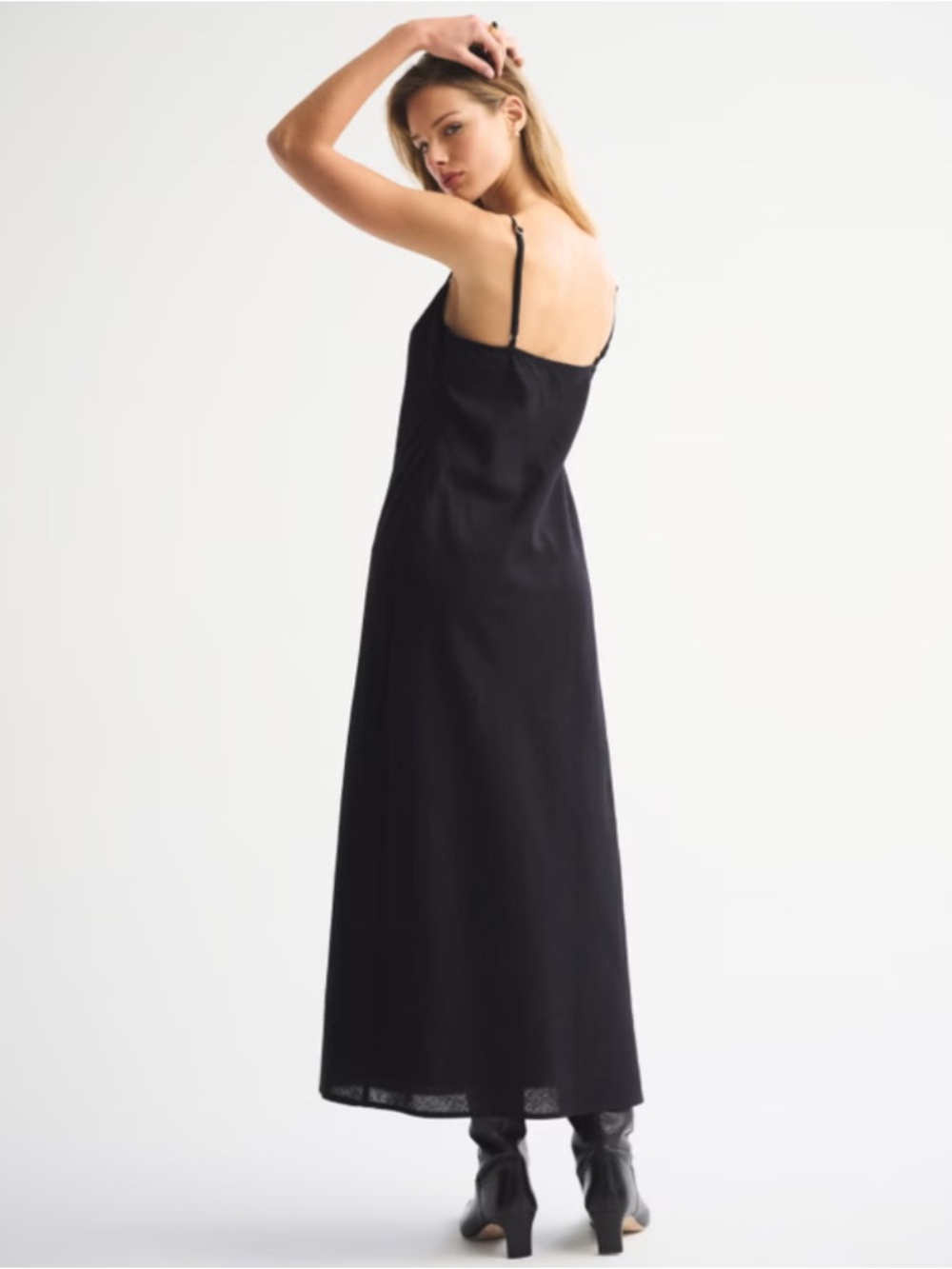 Abercrombie The A&F Julia Slip Linen-Blend Midi Dress - Picture 3 of 9
